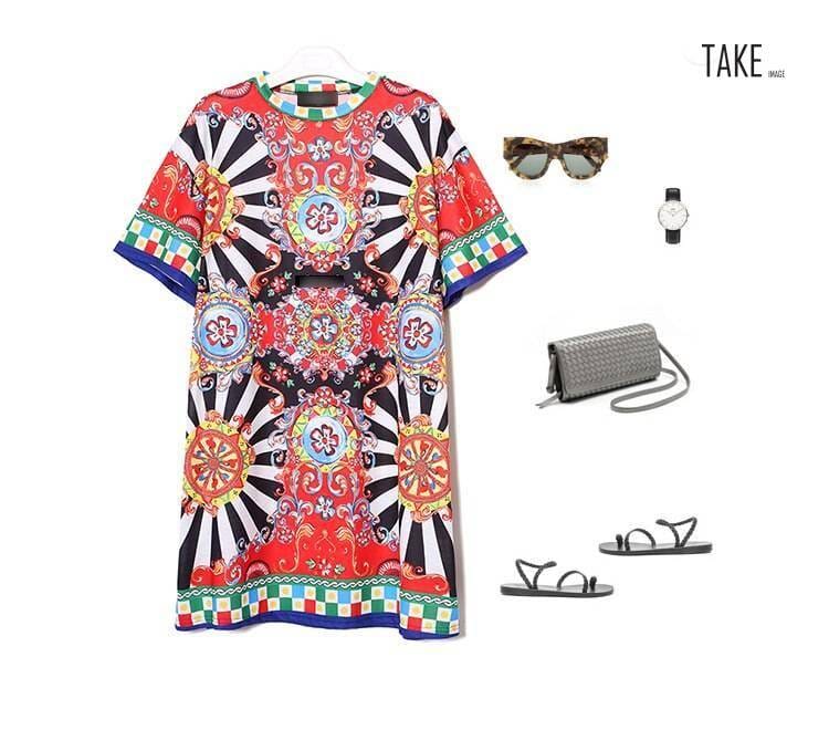 New Fashion Style Floral Printed Beach Dress Fashion Nova Clothing