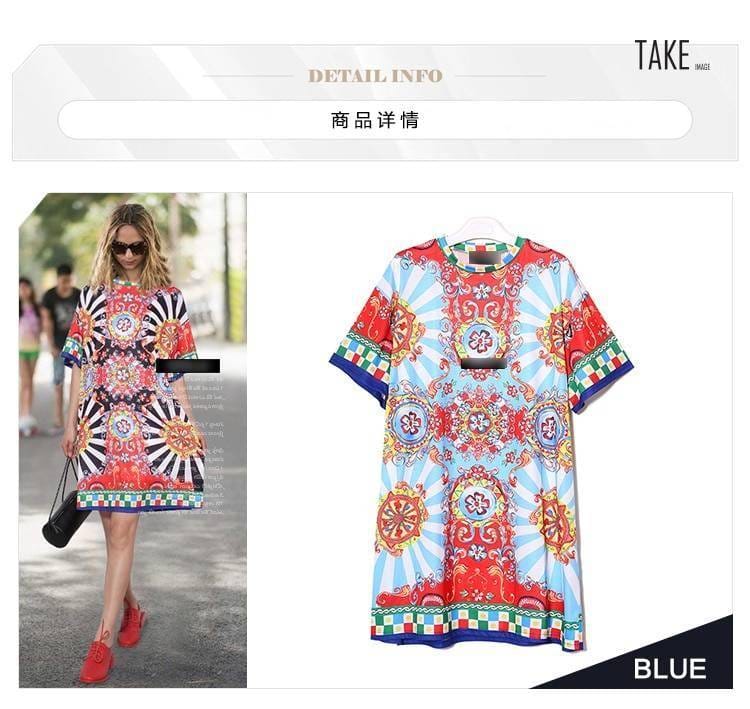 New Fashion Style Floral Printed Beach Dress Fashion Nova Clothing