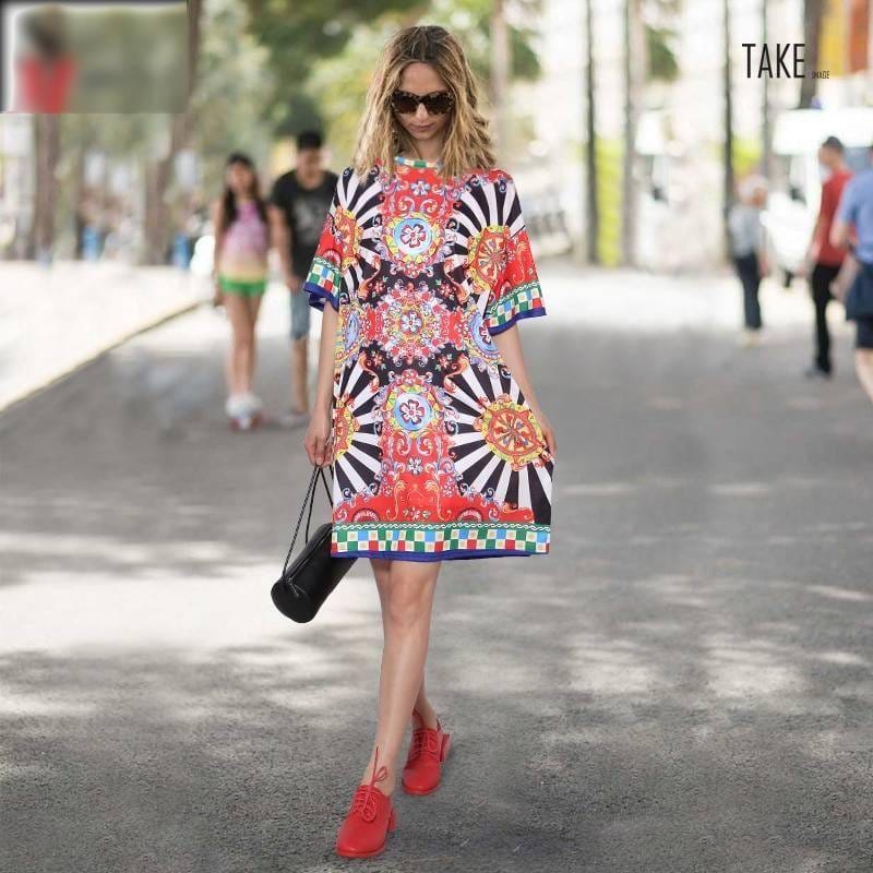 New Fashion Style Floral Printed Beach Dress Fashion Nova Clothing