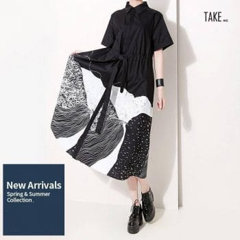 New Fashion Style Sash Lapel A-Line Casual Dresses Fashion Nova Clothing TAKE IMAGE