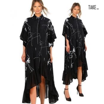 New Fashion Style Retro Ruffle Irregular Stripes Print Dress Fashion Nova Clothing TAKE IMAGE