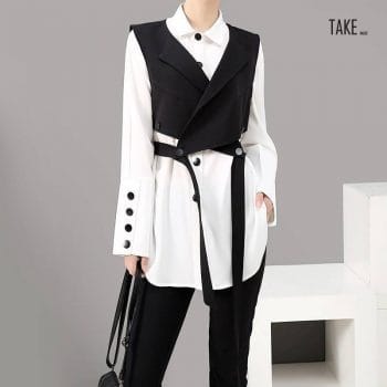New Fashion Style Two Piece Set Blouse Shirt And Vest Fashion Nova Clothing TAKE IMAGE