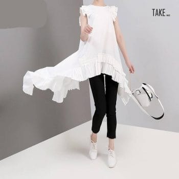 New Fashion Style Irregular Sleeveless Ruffles Hem Blouse Fashion Nova Clothing TAKE IMAGE