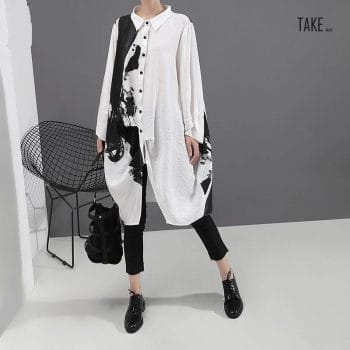 New Fashion Style Painting Plus Size Print Shirt Dress Fashion Nova Clothing TAKE IMAGE