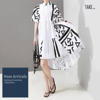 New Fashion Style Geometric Printed Plus Size Casual Dress Fashion Nova Clothing TAKE IMAGE